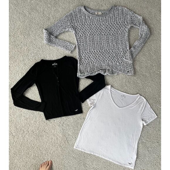 NWOT Hollister Light Gray Open-Knit Top M - Picture 12 of 13